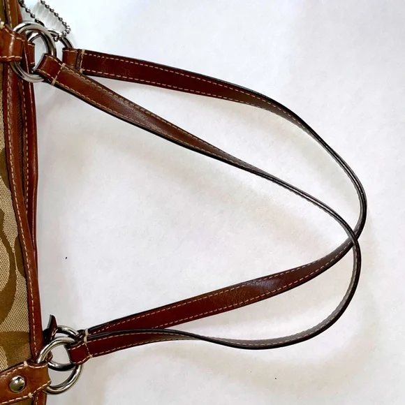 Vintage Coach Monogram Tote in Brown Beige w Shoulder Strap Lightweight & Roomy - Picture 12 of 16